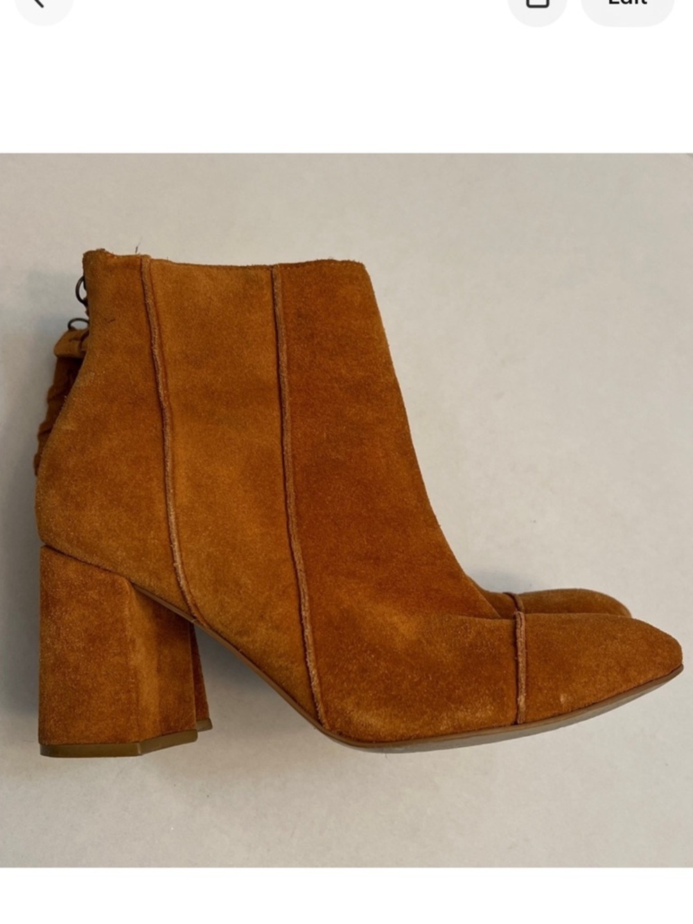 ABLE LOCAL + GLOBAL SUEDE CHESTNUT MOD RETRO CHUNKY HEEL ZIP BACK BOOTIES 8